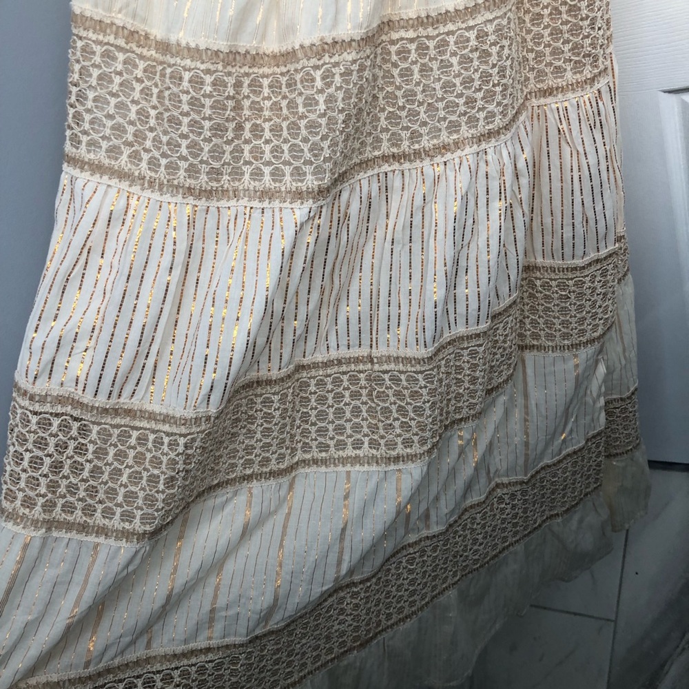 Dress Nado NWT Lined Medium dress Cream Brown Maxi Dress Boho Cotton - Picture 9 of 16